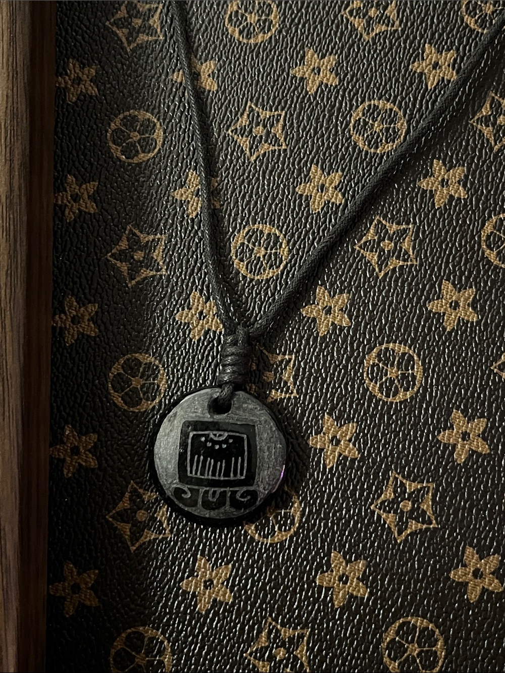 Black Jade “Imox” Spirit Medallion on Black leather cord